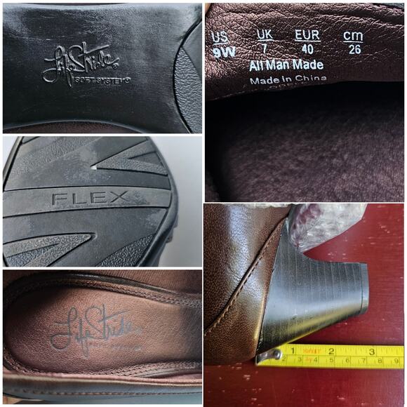 Brown Pumps Life Stride Odele Dress Loafer Size 9W Wide Synthetic Buckle Heeled - Picture 7 of 13